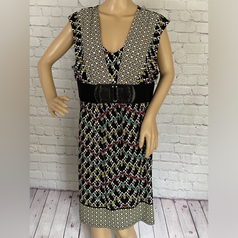 NEW Style & Co by Macys Abstract Print Belted Dress XL Extra Large